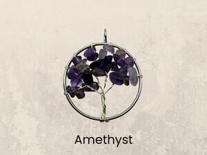 Amethyst Tree of Life Silver Necklace Crystal Pendant Fairycore Boho